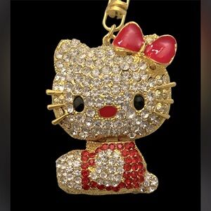 NWOT HELLO KITTY KEYCHAIN! Rhinestone’s and gold tone key ring, bag charm!